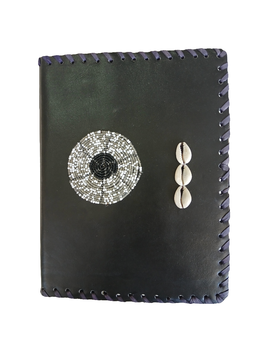 Tan leather-bound A5 notebook
