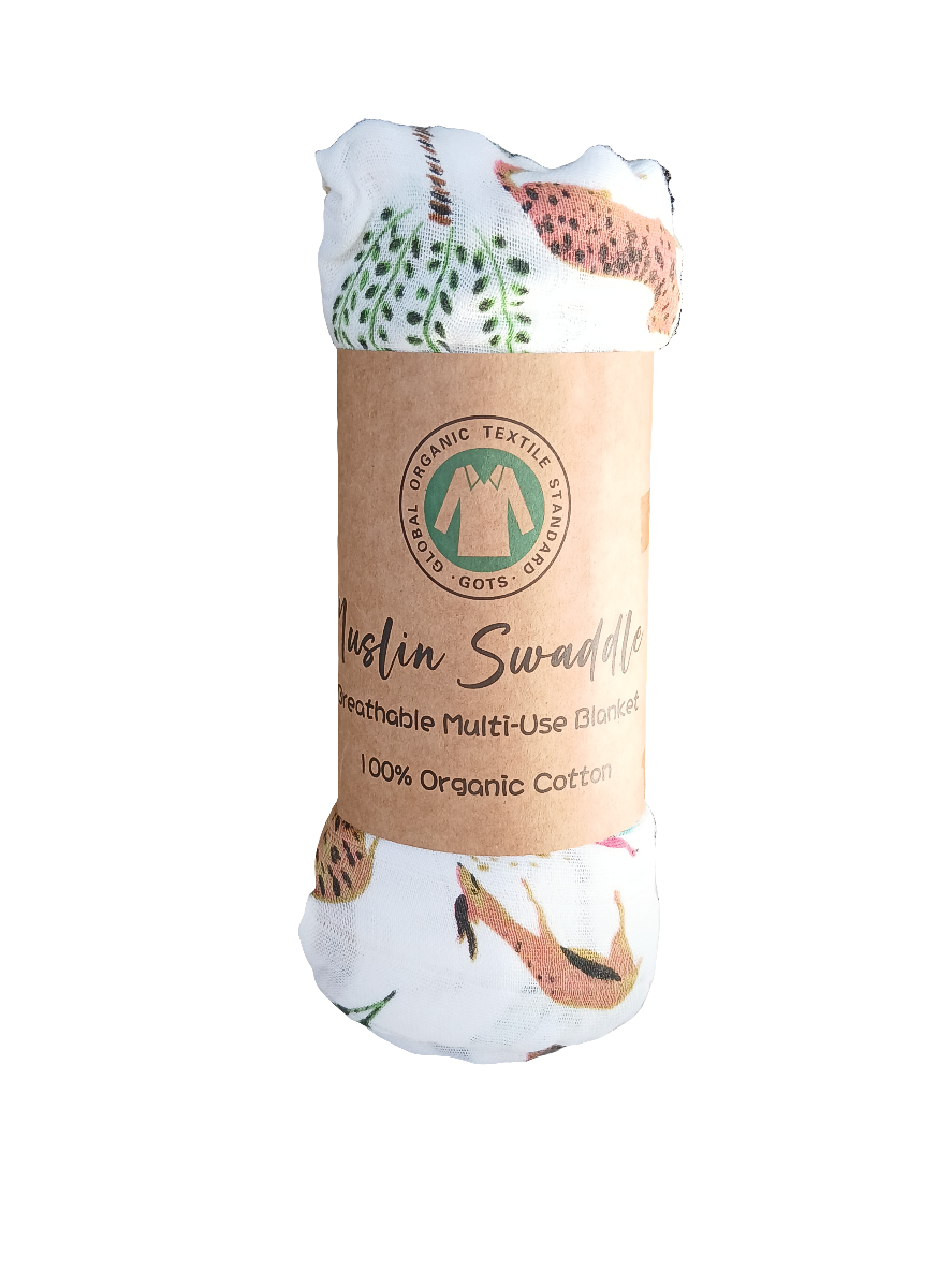 Soft organic cotton baby swaddle, folded