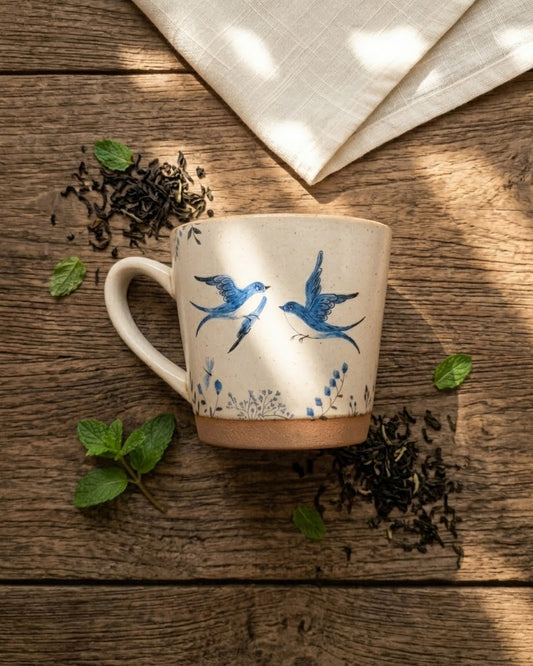 Ceramic bird print mug
