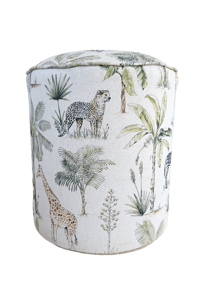 WILDLIFE LINEN POUF