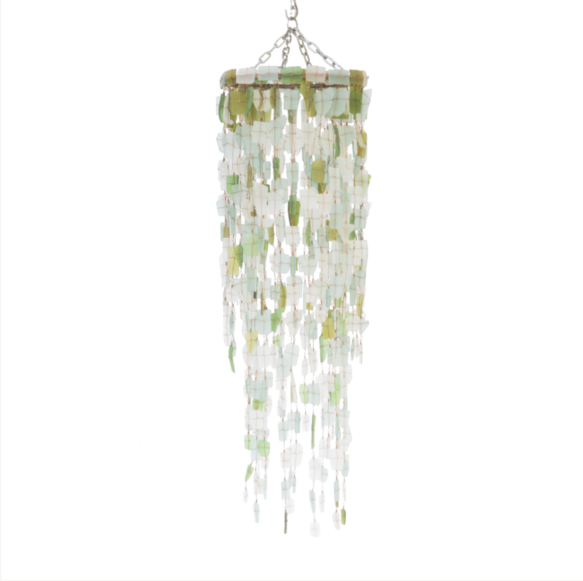 Katundu small green glass chandelier