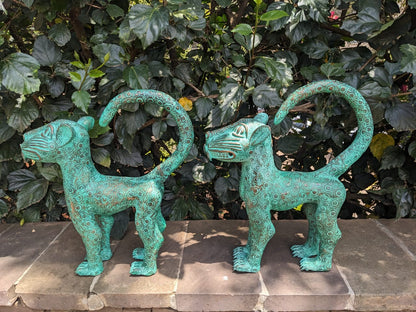 Large Benin Bronze leopard pair