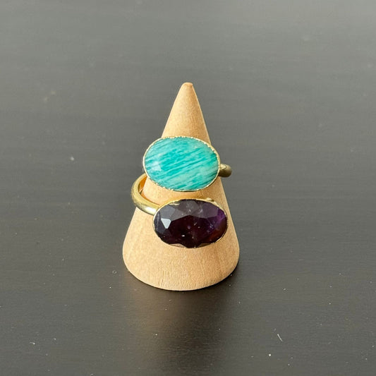 estones esr166 amazonite & amethyst ring