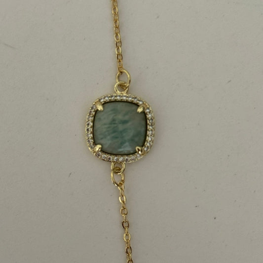 estones esb070 cz framed amazonite bracelet