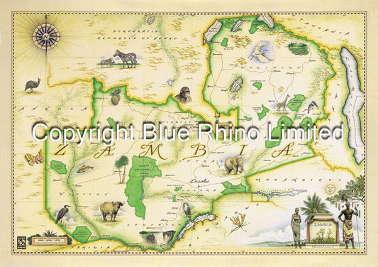 ZAMBIA MAP FLAT  MF/8