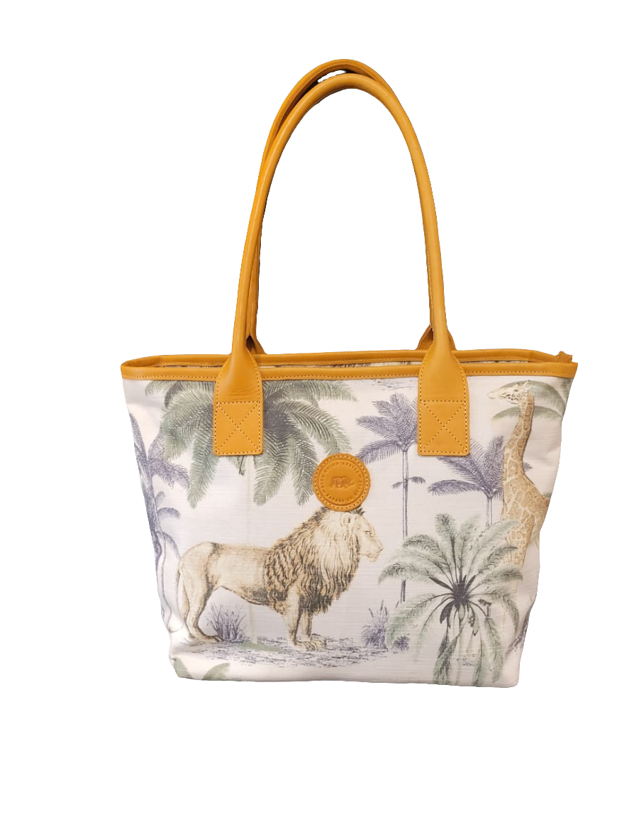 palm leaf/animal tote bag L