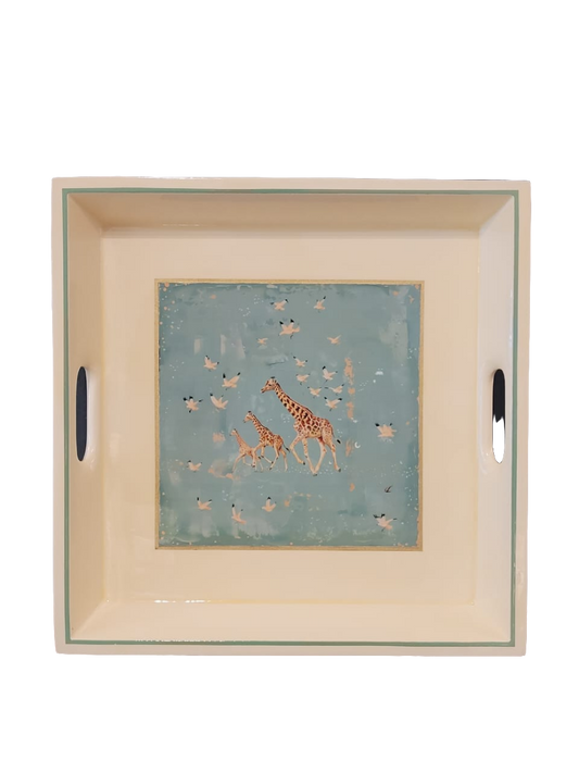 Running giraffe square tray cream