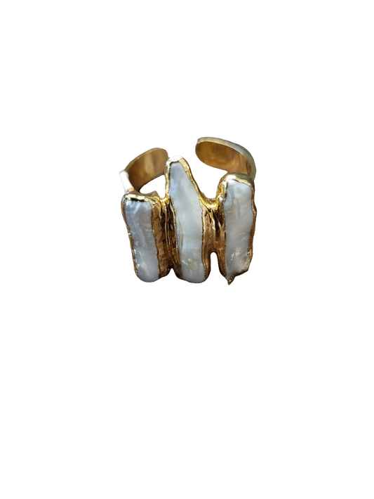 estones esr018 triple baroque tooth pearl ring