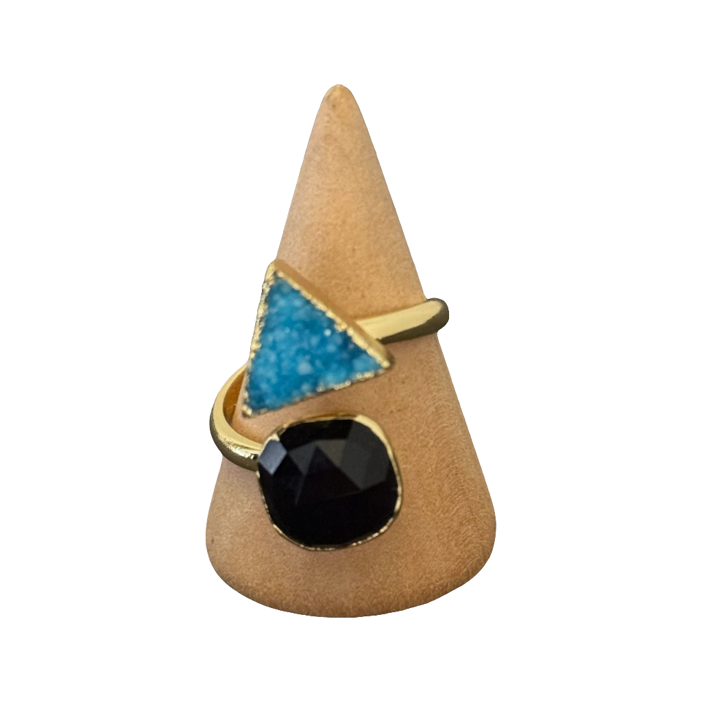 estones esr124 black onyx and sugar druzy ring