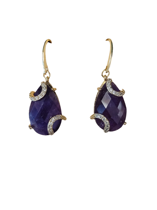 estones ese089 cz& amethyst earrings