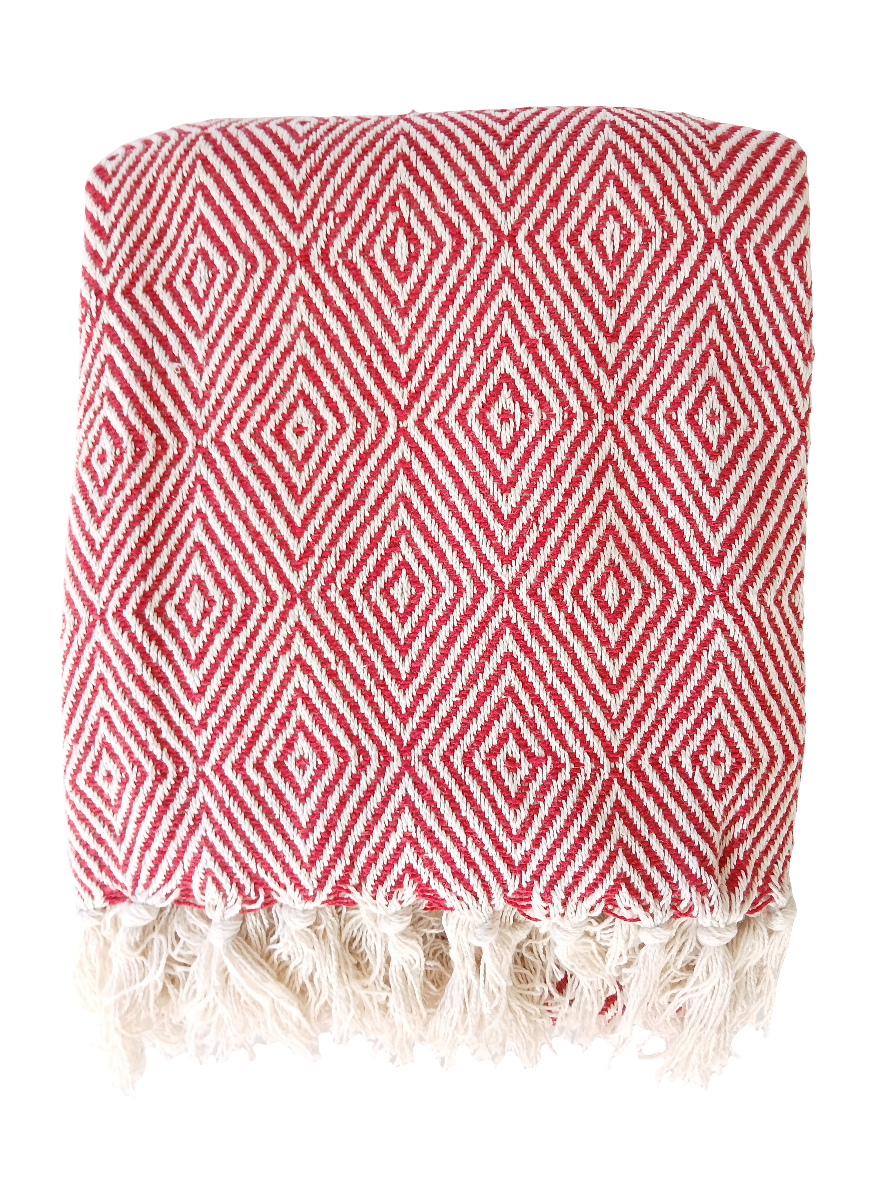 LUXURY REVERSIBLE DIAMOND RED THROW