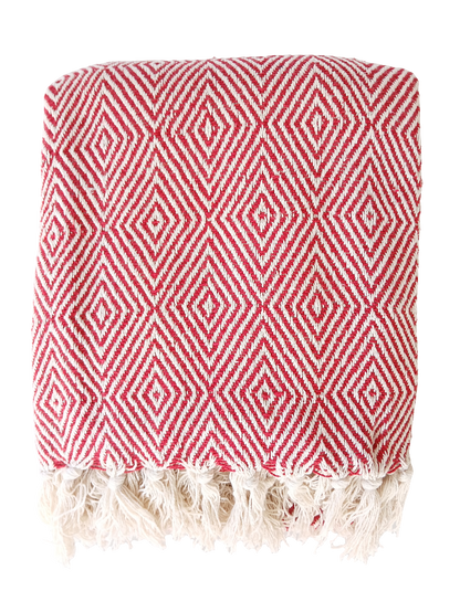 LUXURY REVERSIBLE DIAMOND RED THROW