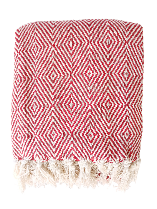 LUXURY REVERSIBLE DIAMOND RED THROW