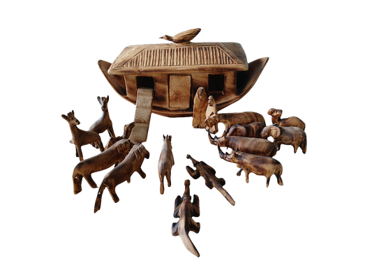 Hand-carved wooden Noah's Ark with carved animals, made in Kenya, from Blue Rhino