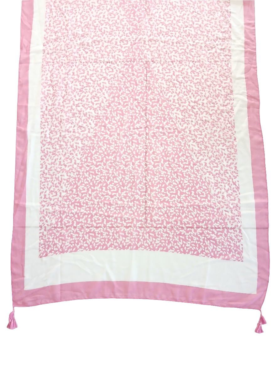 elegant pink scarf with floral pattern