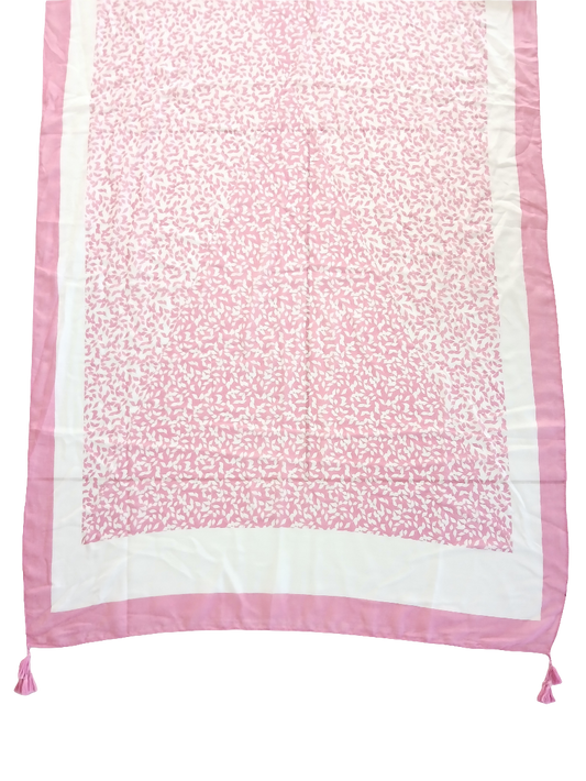 elegant pink scarf with floral pattern