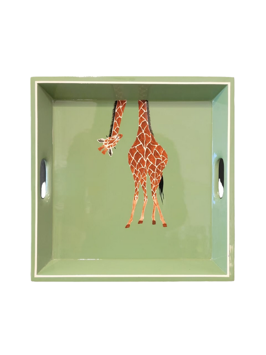 Giraffe square tray green