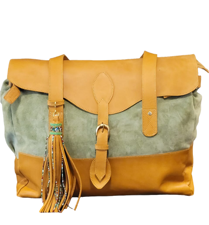 BR Weekender Tan and Green Bag