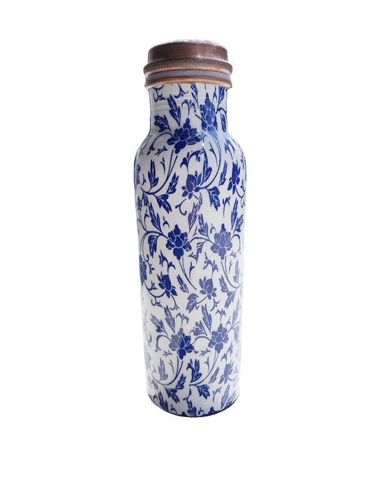 Blue floral copper thermos