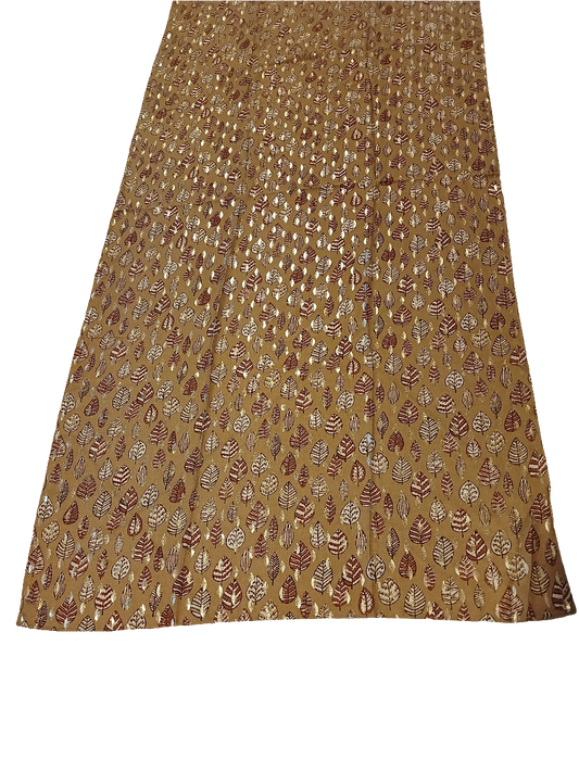 Brown scarf with intricate leaf pattern design