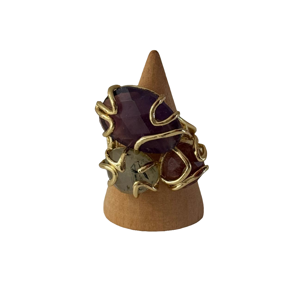 estones esr087 amethyst, strawberry, prehnite ring