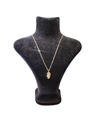 Br gold feather necklace