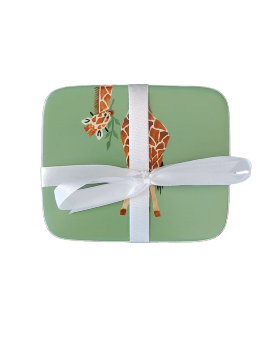 Giraffe rectangle coaster green