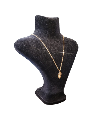 Br gold feather necklace