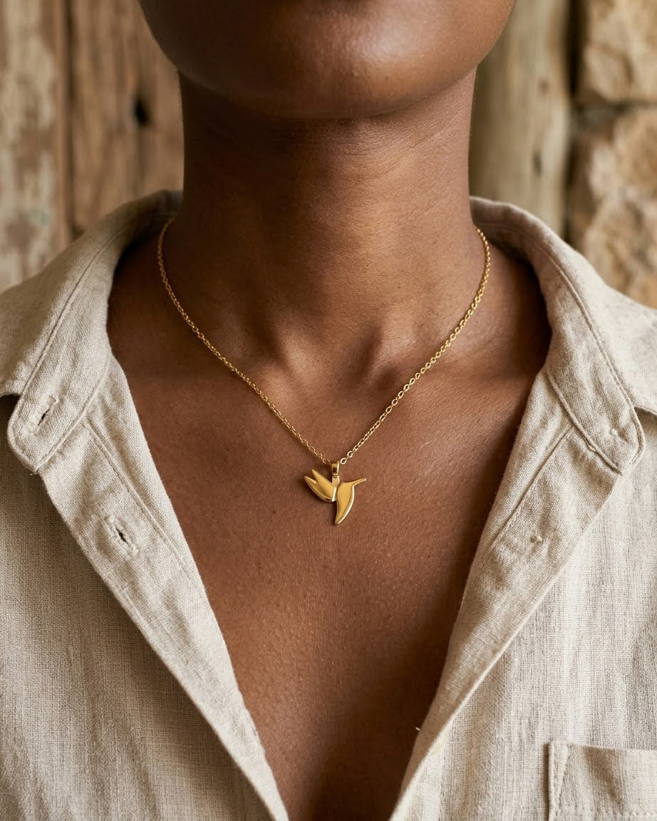 br bird brass necklace