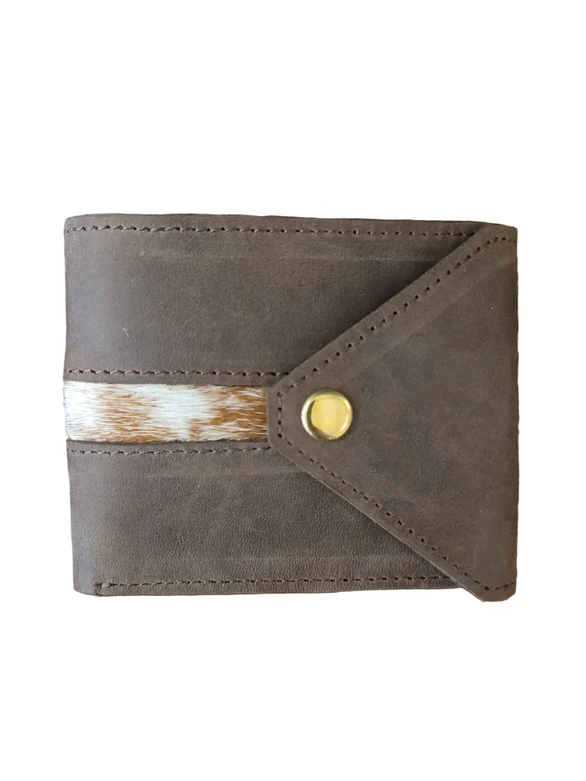 Mens mocca wallet with hide stripe