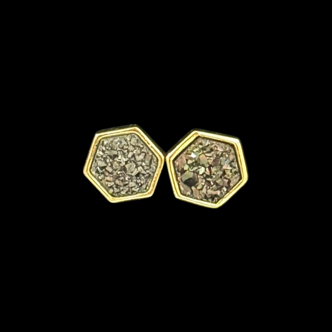 estones ese274 sugar druzy hexagone earrings