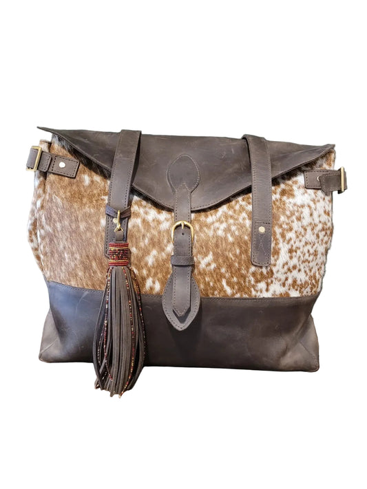 Hide Weekender with mocca leather