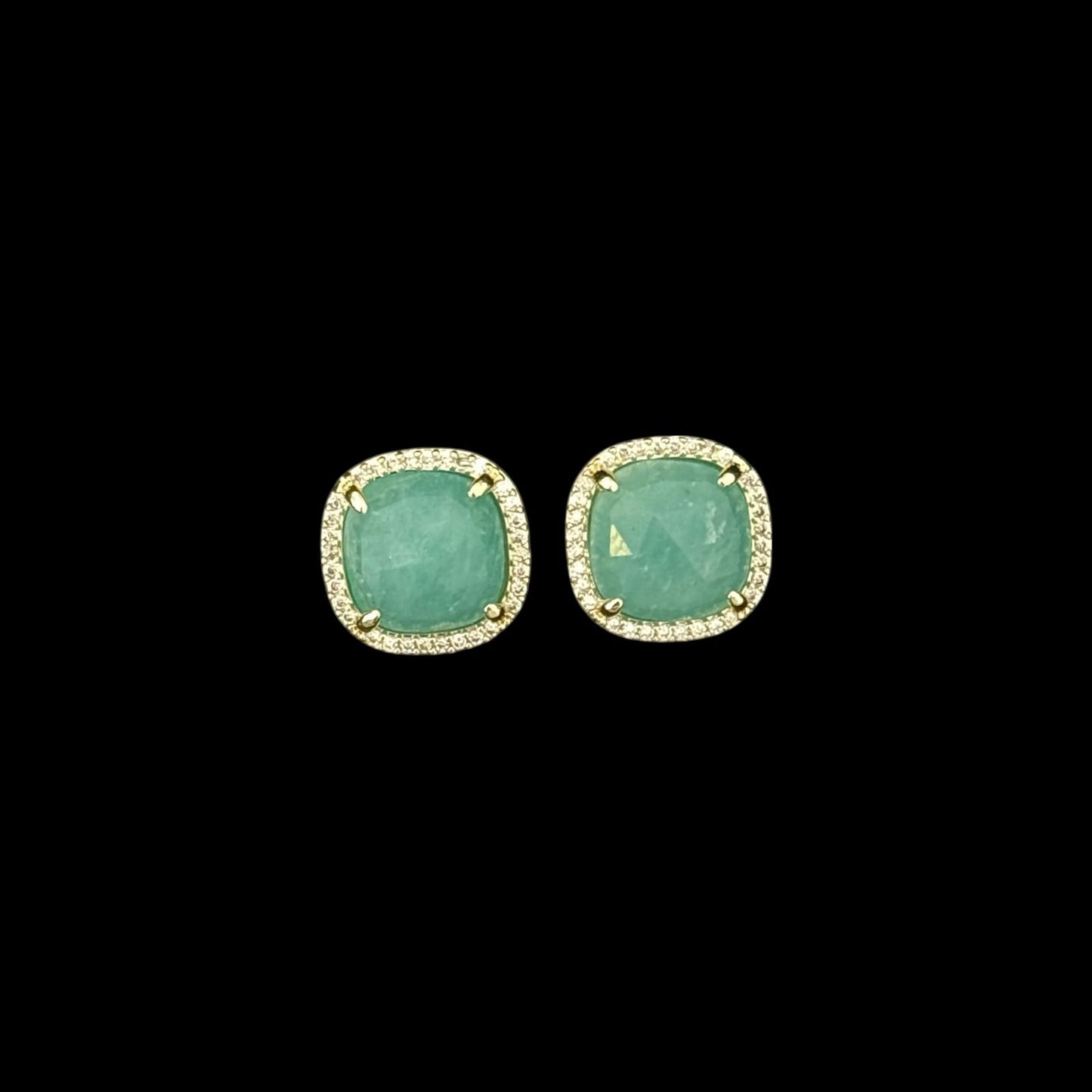 estones ese182 cz framed amazonite earrings