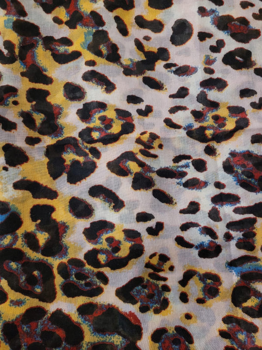 Jaguar print scarf with yellow/red marks