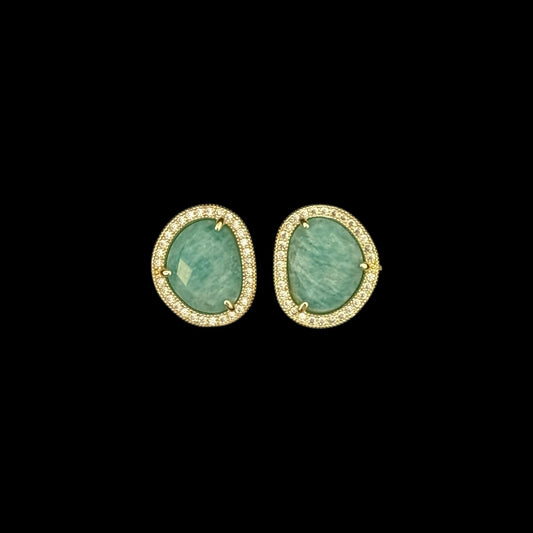 estones ese186 cz framed amazonite earrings