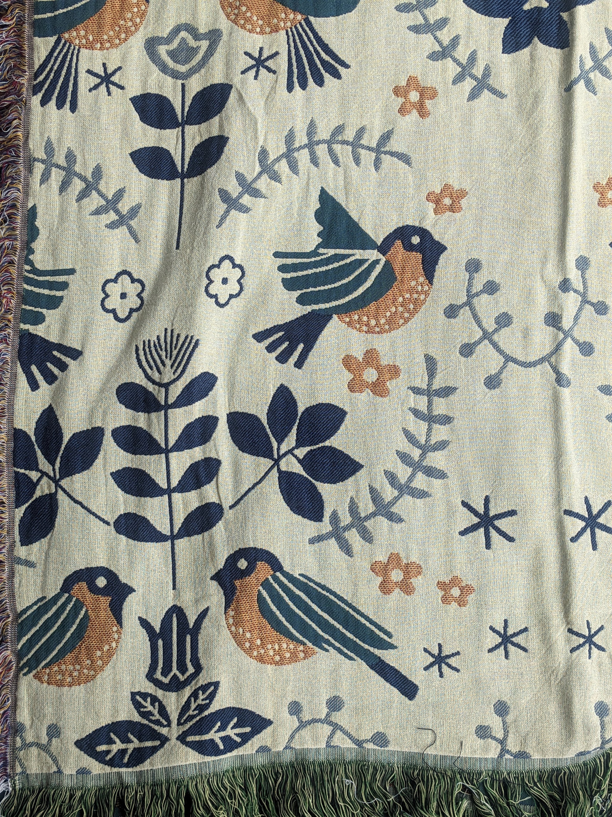 BR BLUE BIRD PRINT THROW