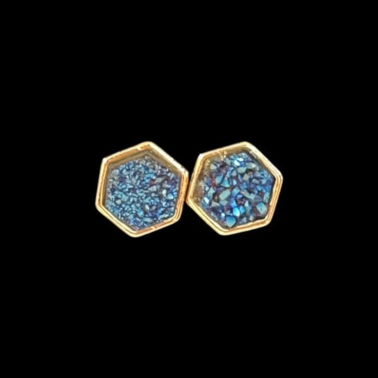 estones ese276 sugar druzy hexagon earrings