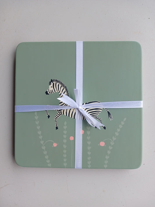 Leaping Zebra square tablemat set of 4