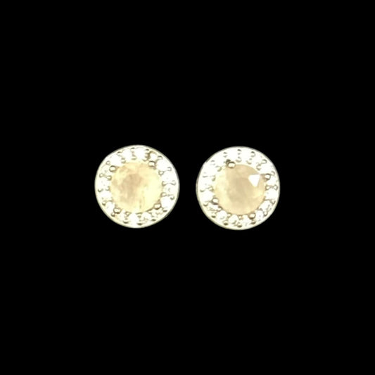 estones ese222 cz framed rose quartz earrings
