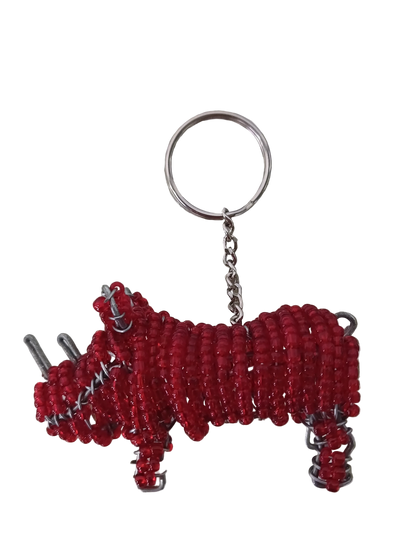 Beaded rhino keyring