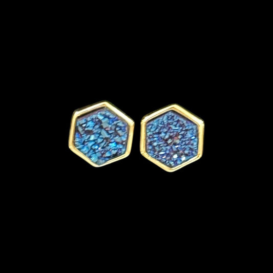 estones ese272 sugar druzy hexagon earrings