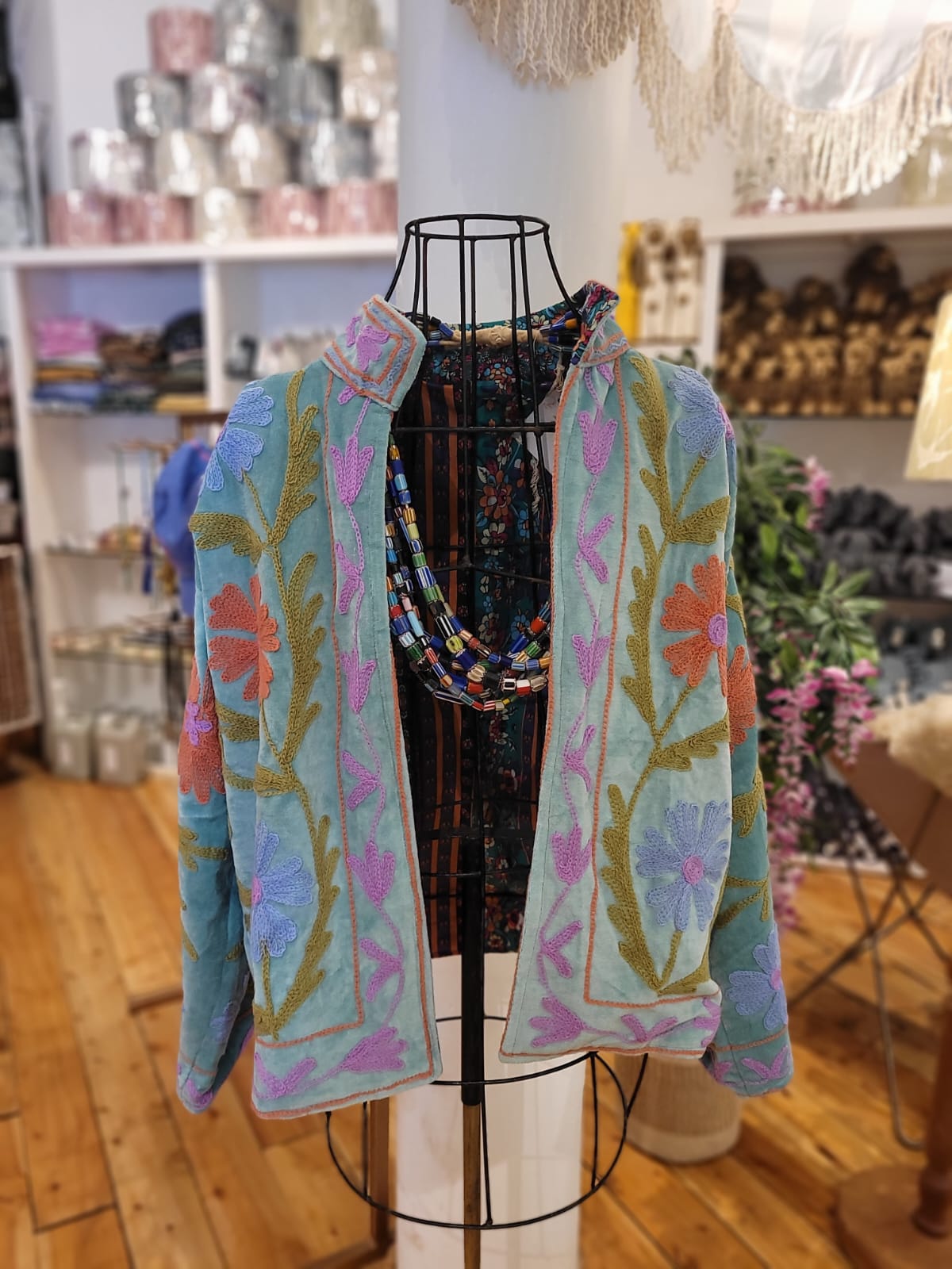 HSE OF SAFFRON TEAL FLORAL JACKET