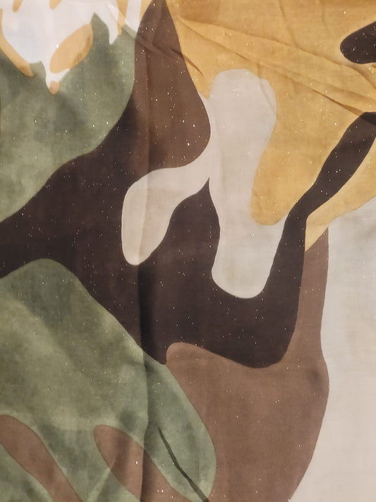 green/brown and beige scarf