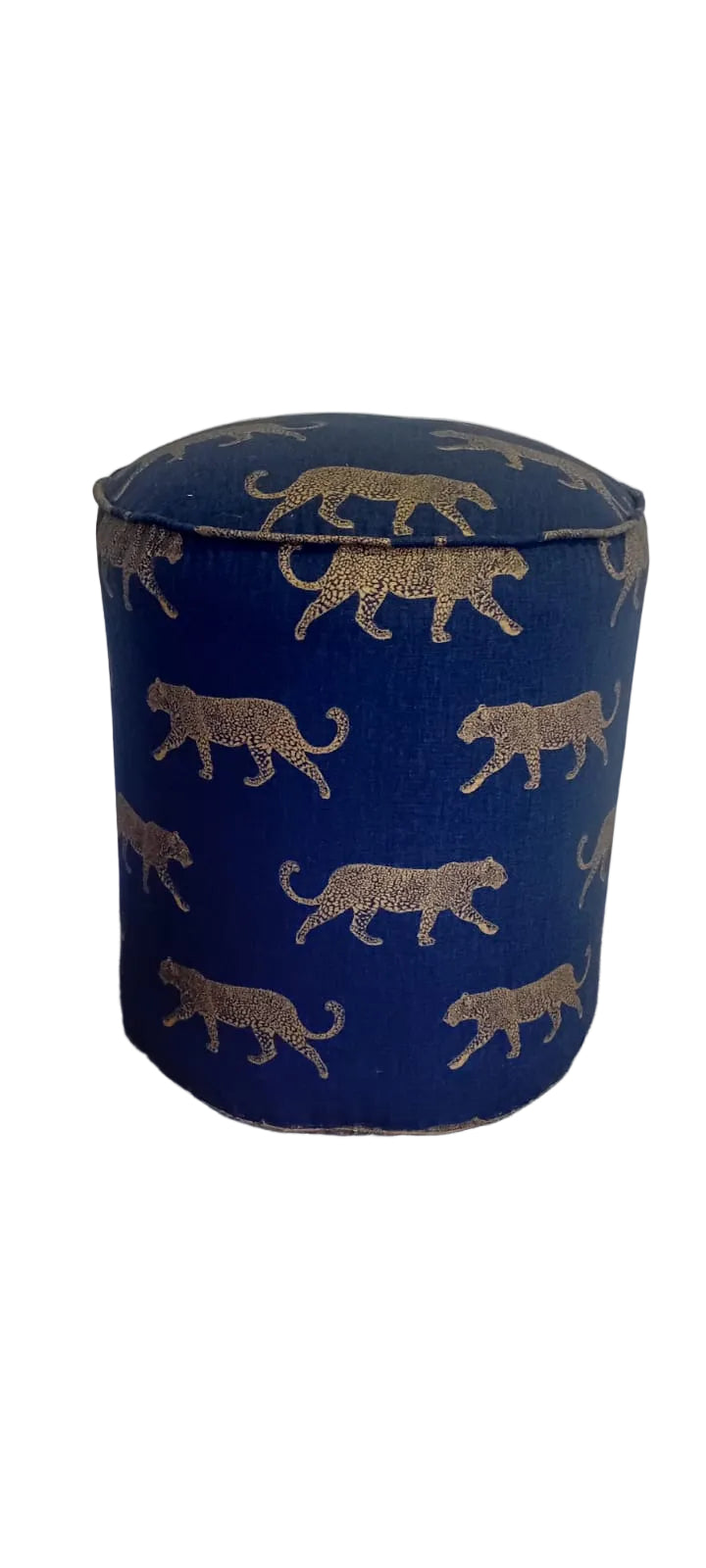 Blue leopard print pouf