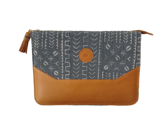Tan and mud cloth laptop sleeve