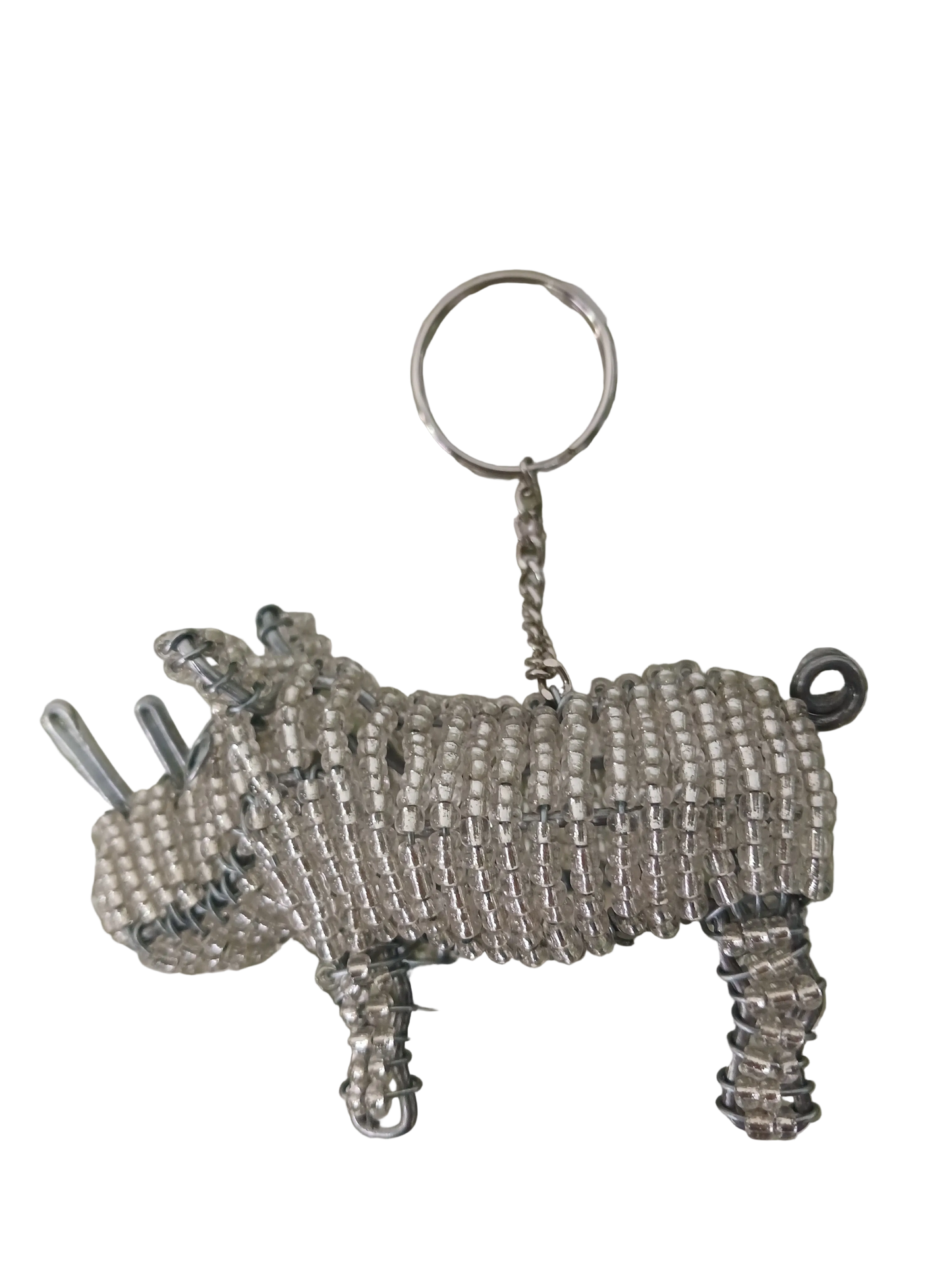 Beaded rhino keyring
