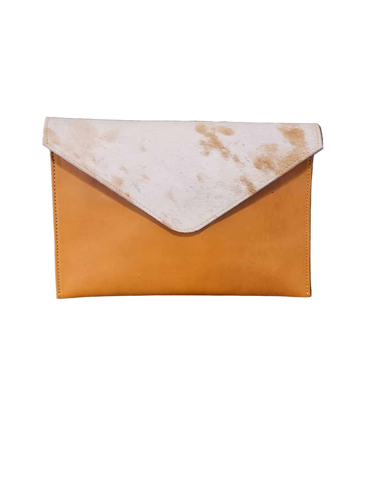 Tan leather envelope purse with hide
