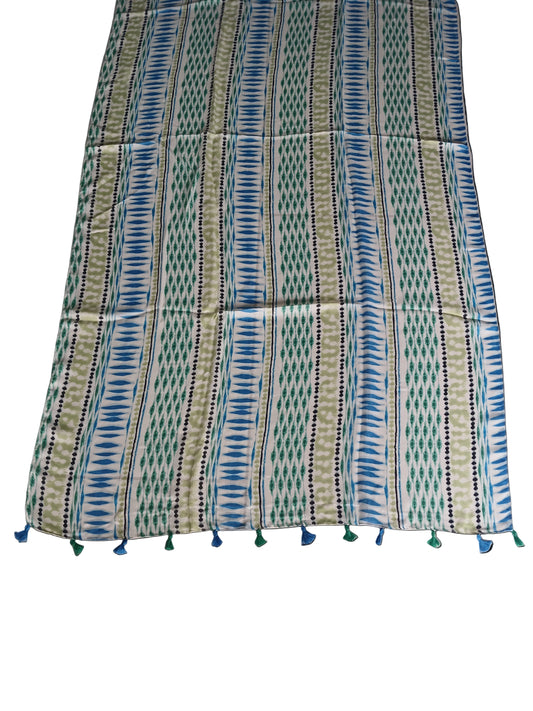 Br green and blue tribal scarf