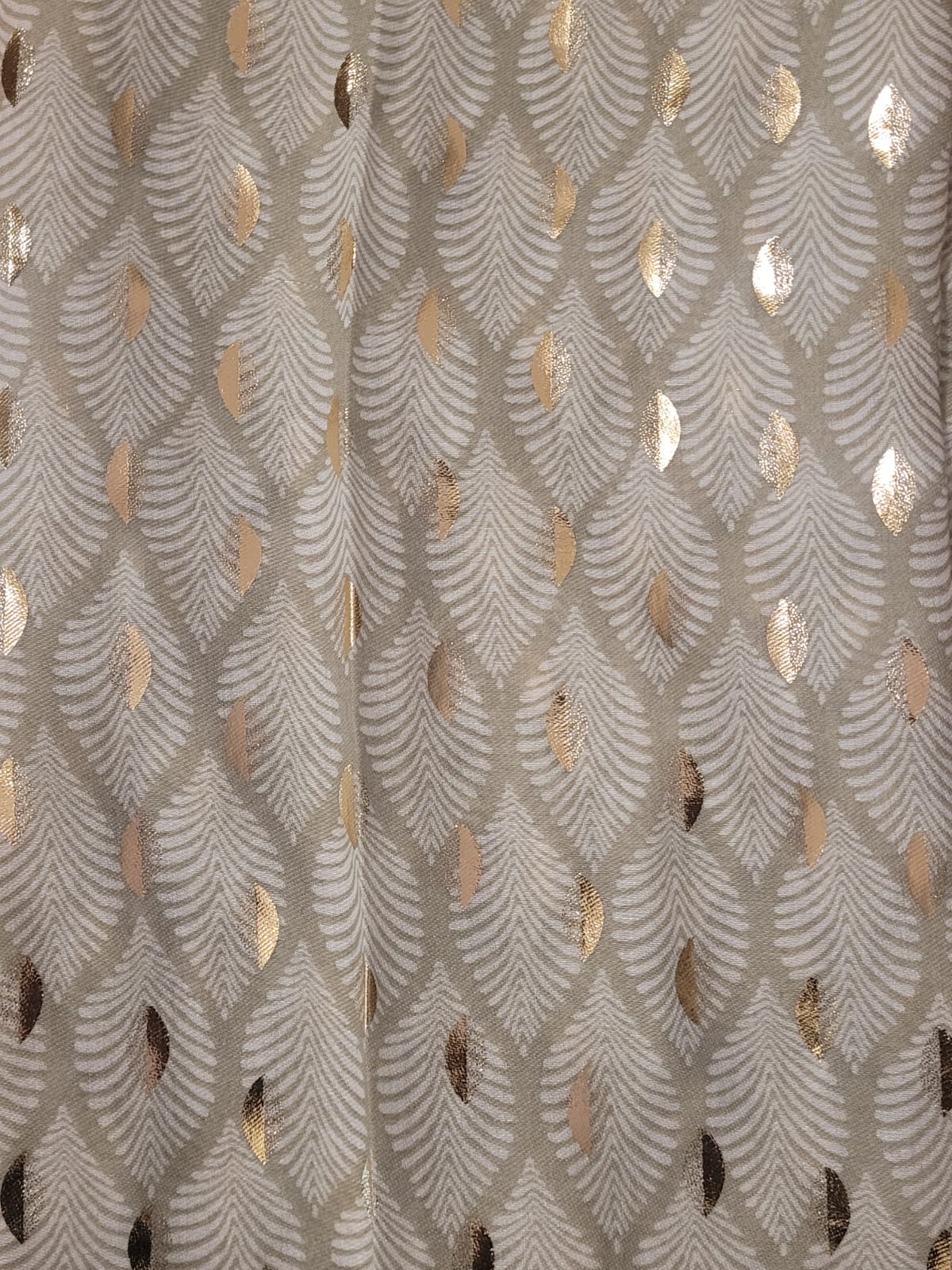Sage leaf print scarf with gold pattern