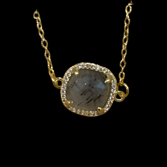 estones esc259 cz framed rutilated quartz pendant